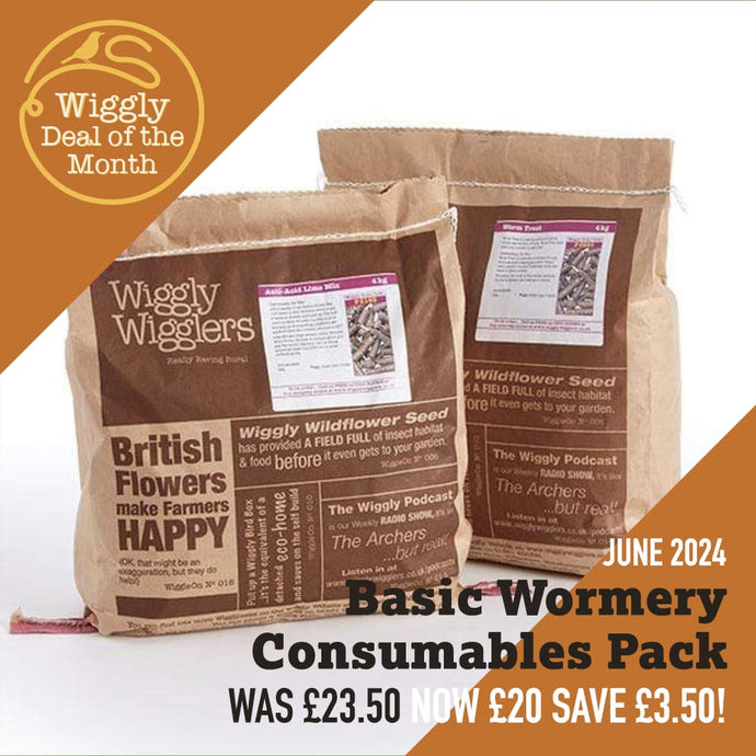 Wiggly Deal of the Month June 2024 - Basic Wormery Consumables Pack for £20 SAVE £3.50!